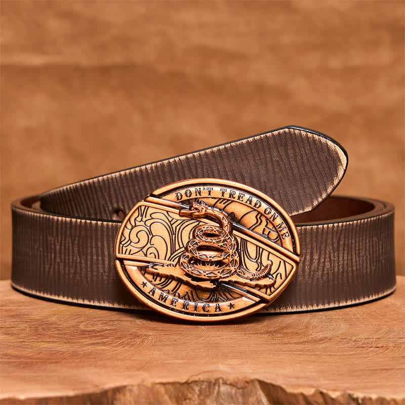 Cintura in pelle con coltello pieghevole nascosto in bronzo rosso fai da te da uomo - Serpente - Cintura marrone anticata - 42 - image 9