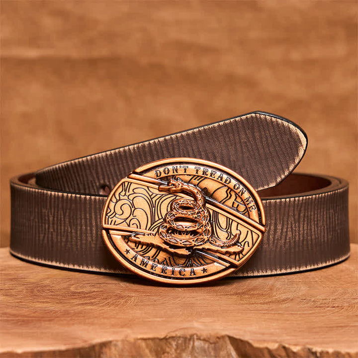 Cintura in pelle con coltello pieghevole nascosto in bronzo rosso fai da te da uomo - Serpente - Cintura marrone anticata - 42 - image 9