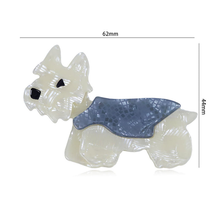 Spilla in acrilico fatta a mano a forma di simpatico cane Schnauzer alla moda - image 4