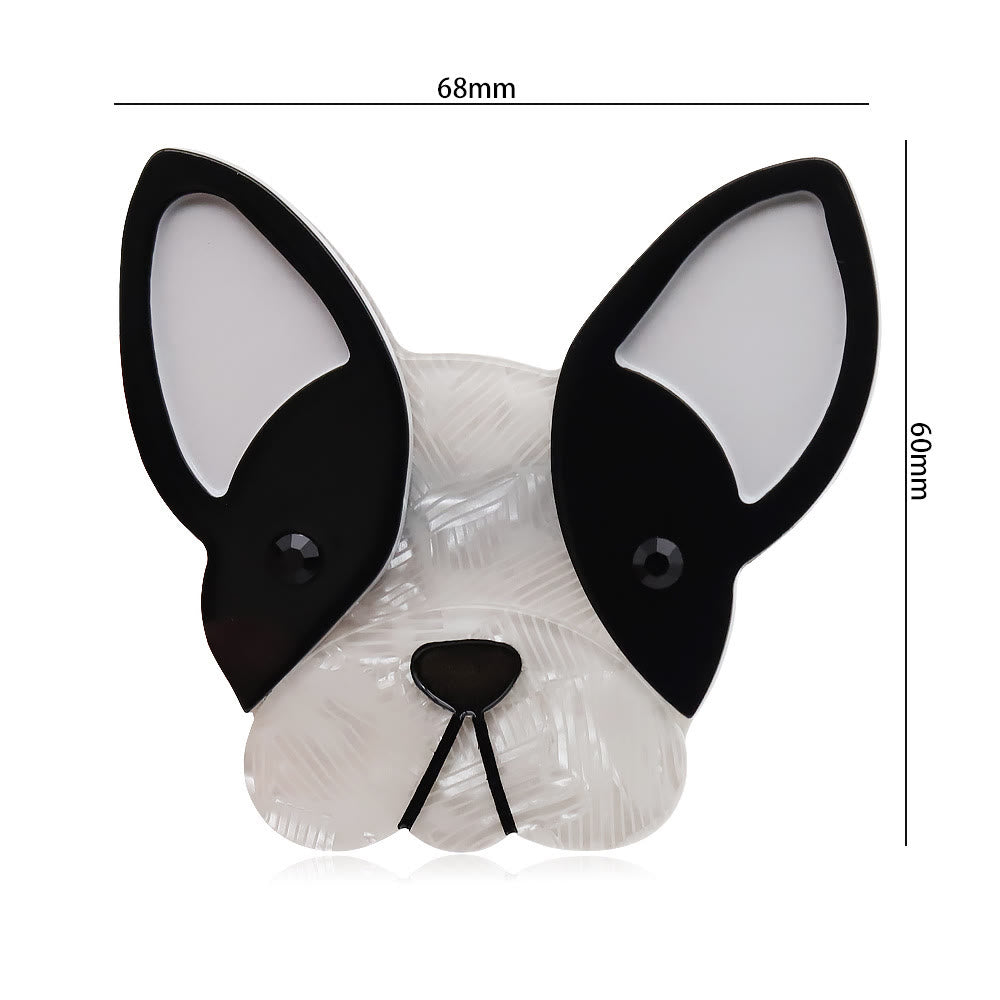 Spilla in acrilico realizzata a mano a forma di adorabile cane bianco e nero - image 5