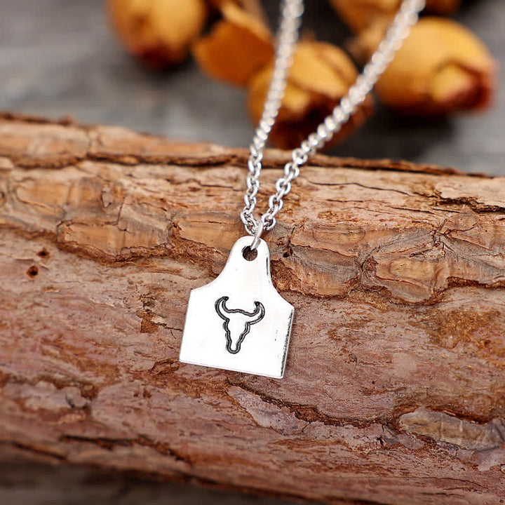 Collana in acciaio inossidabile con iniziale personalizzata in argento con mini targhetta per bovini - image 6