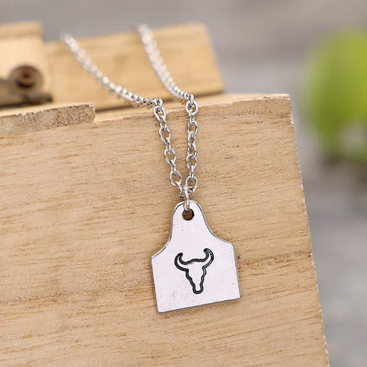 Collana in acciaio inossidabile con iniziale personalizzata in argento con mini targhetta per bovini - image 7