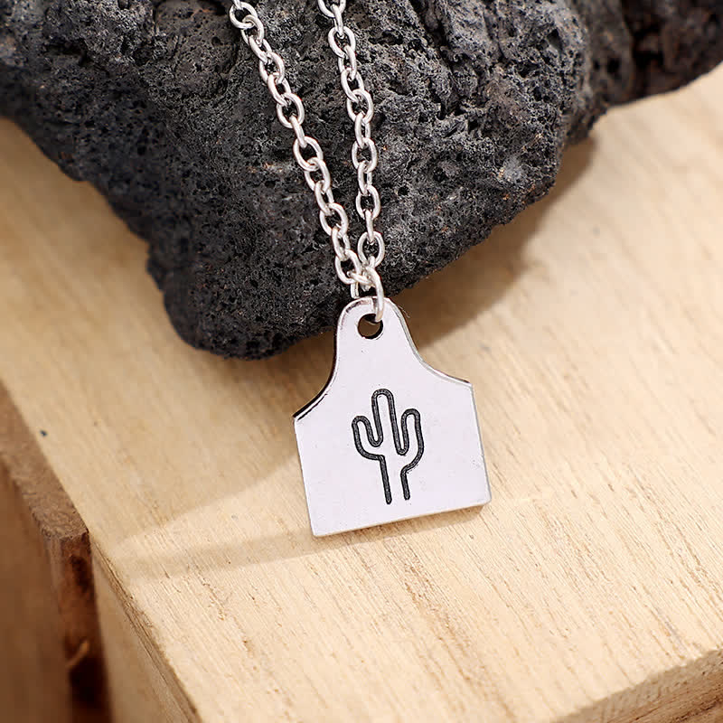 Collana in acciaio inossidabile con iniziale personalizzata in argento con mini targhetta per bovini - image 5