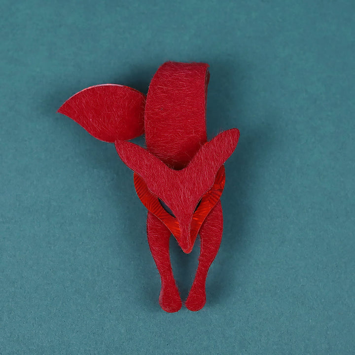 Spilla in acrilico fatta a mano a forma di volpe rossa - Rosso - image 1