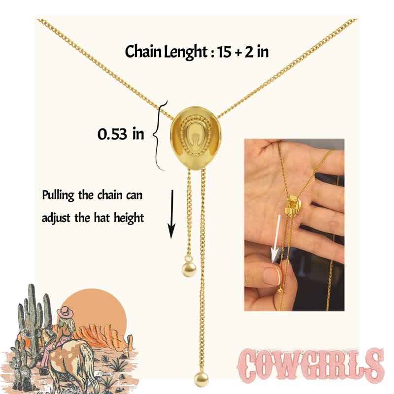 Collana con ciondolo personalizzato a forma di cappello da cowboy western con iniziale - image 7