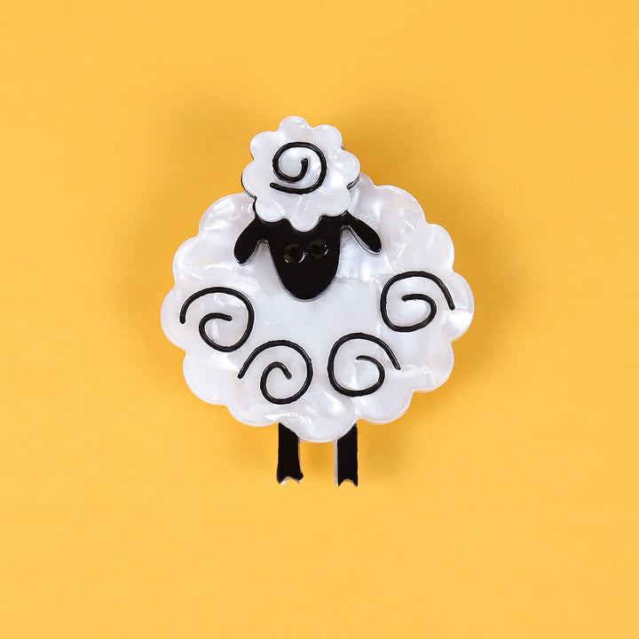 Spilla in acrilico fatta a mano a forma di pecora, accessori alla moda per animali - Bianco - image 1
