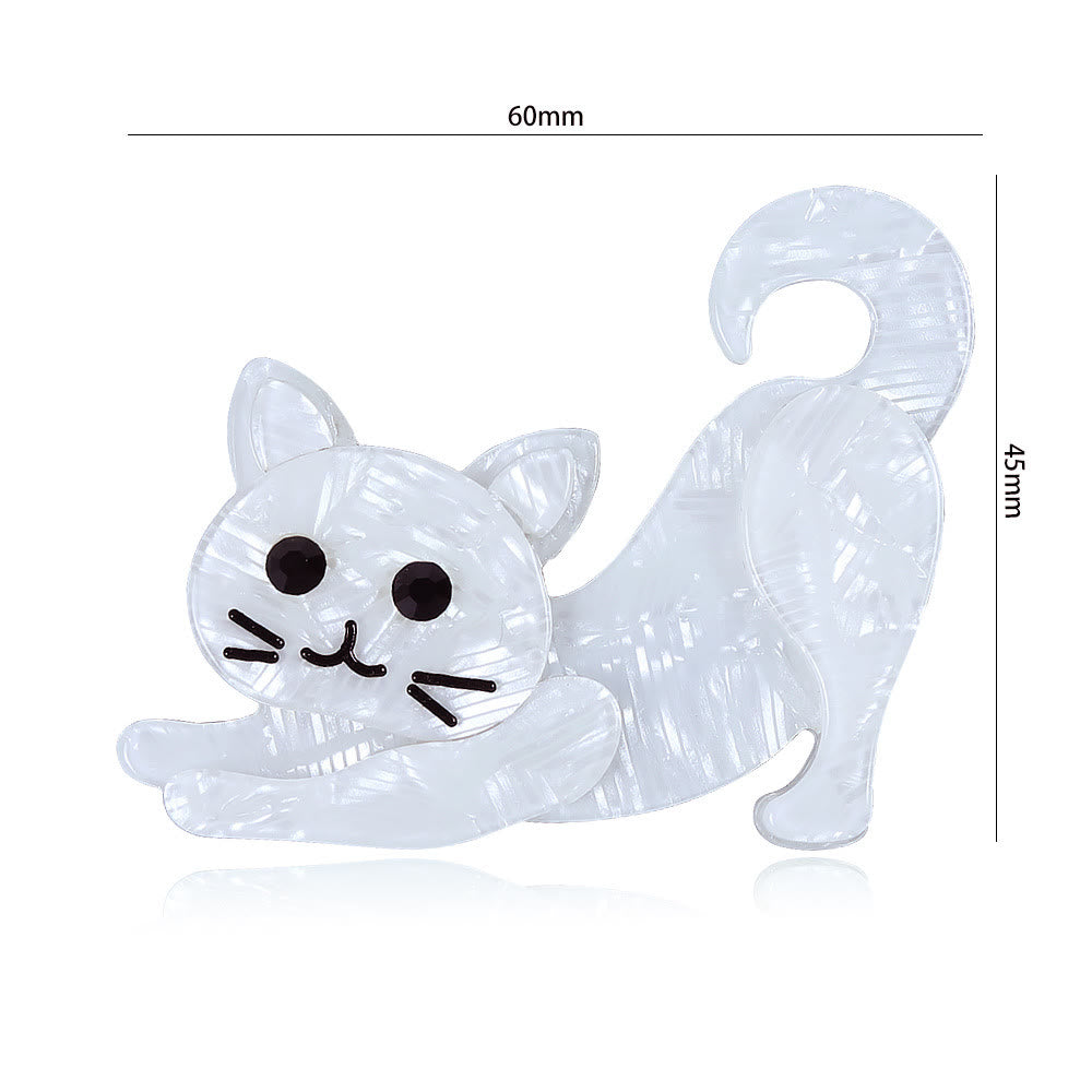 Spilla in acrilico fatta a mano con grazioso accessorio a forma di gatto bianco - image 4