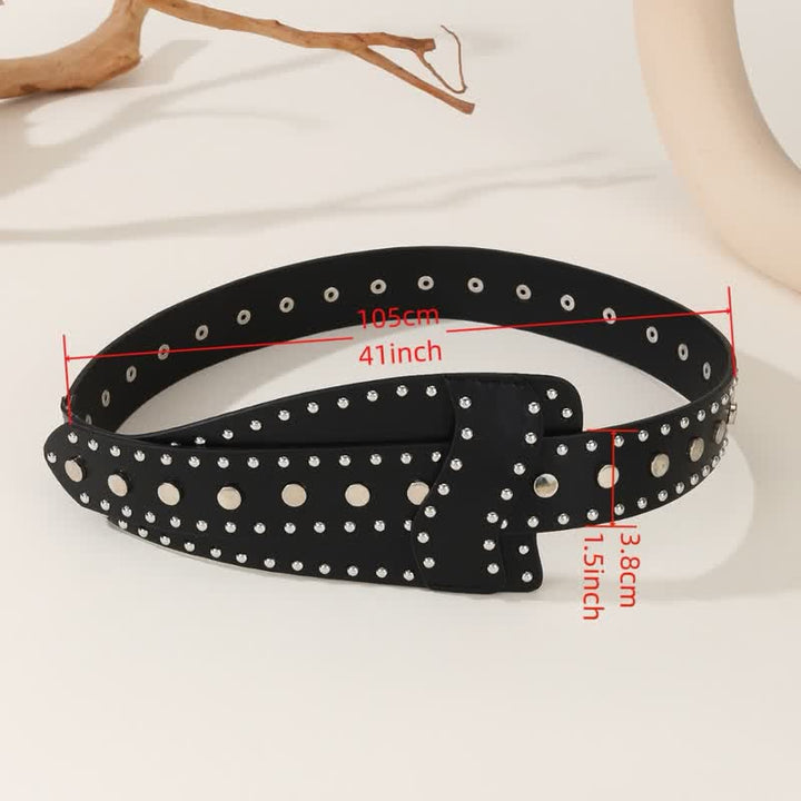 Cintura da corsetto in pelle con fibbia a bottone con rivetto da donna - image 6