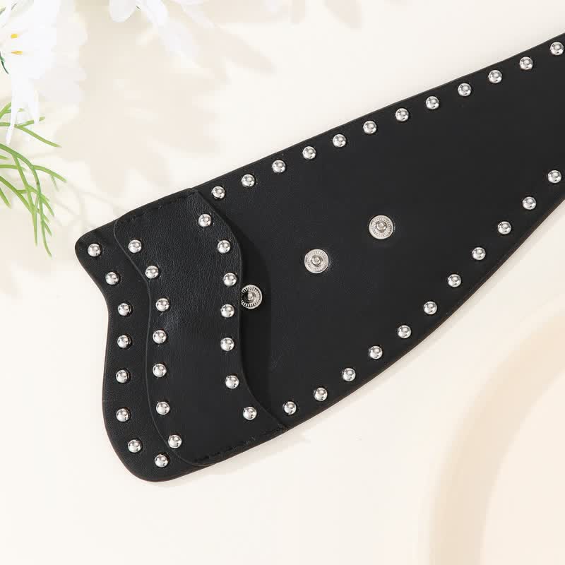 Cintura da corsetto in pelle con fibbia a bottone con rivetto da donna - image 5
