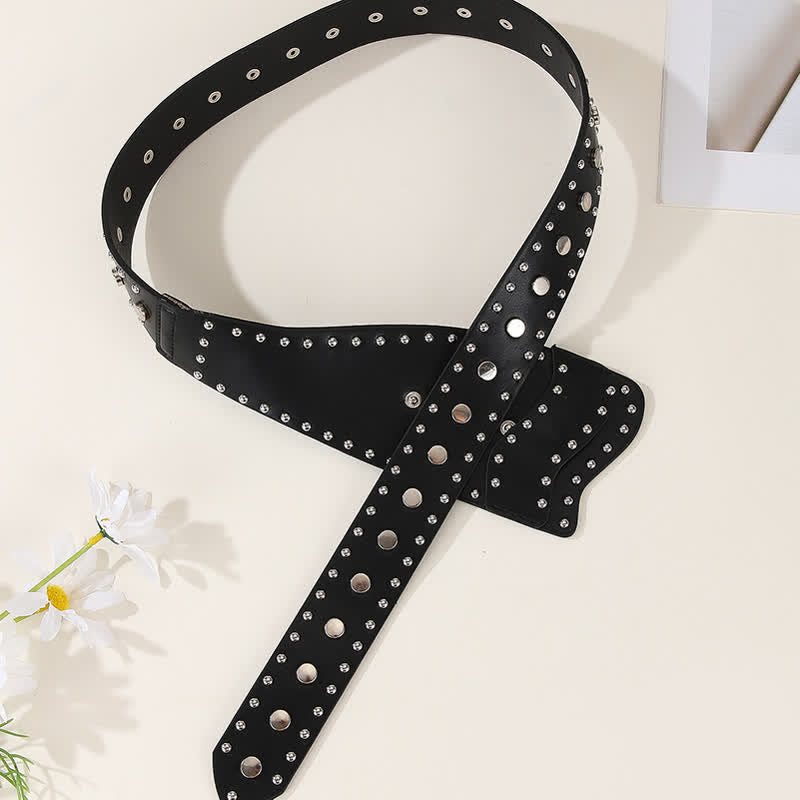 Cintura da corsetto in pelle con fibbia a bottone con rivetto da donna - image 4