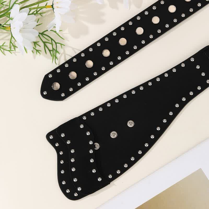 Cintura da corsetto in pelle con fibbia a bottone con rivetto da donna - image 4
