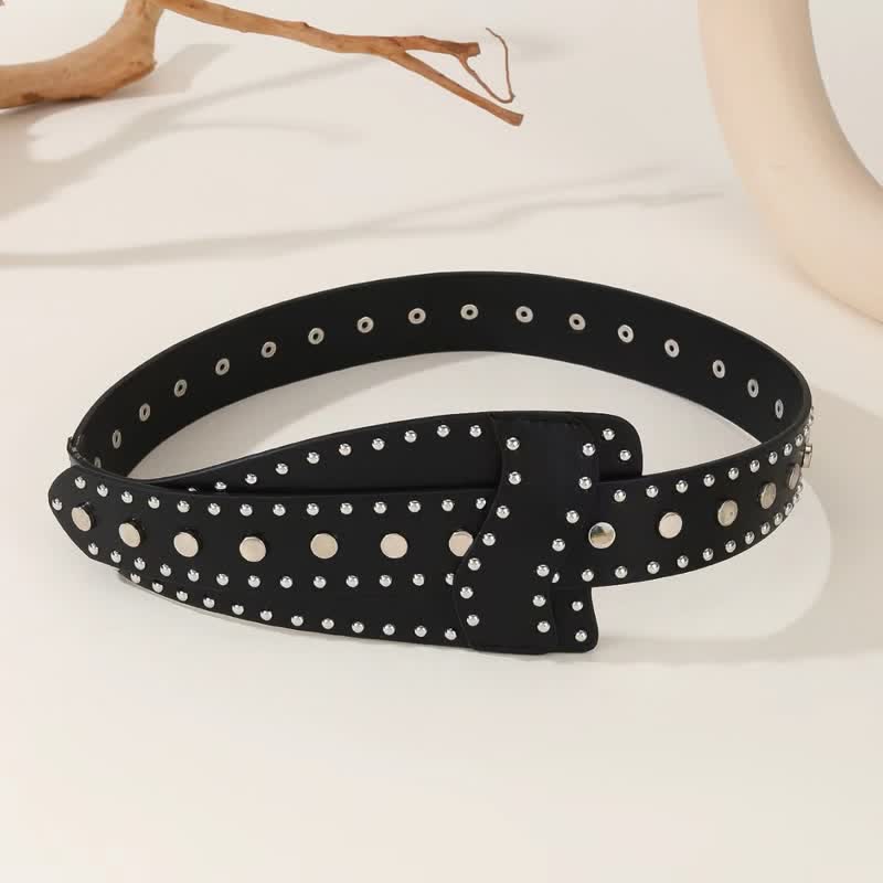 Cintura da corsetto in pelle con fibbia a bottone con rivetto da donna - image 3