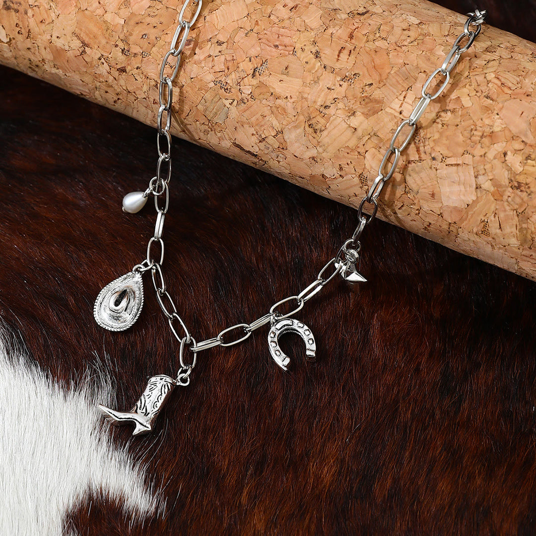 Collana in metallo da donna a tema cowboy western - Argento - image 3