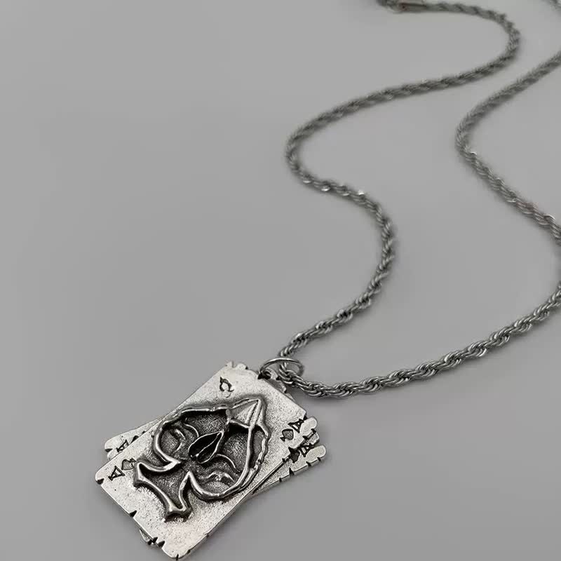 Collana unisex in metallo stile hip hop con motivo poker - Poker A - 27,56 pollici / 70 cm - image 4