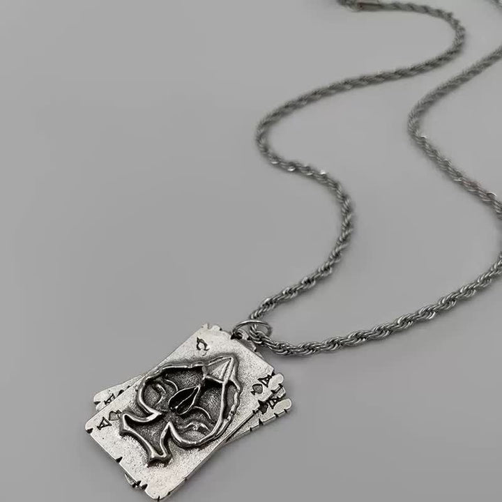 Collana unisex in metallo stile hip hop con motivo poker - Poker A - 27,56 pollici / 70 cm - image 4