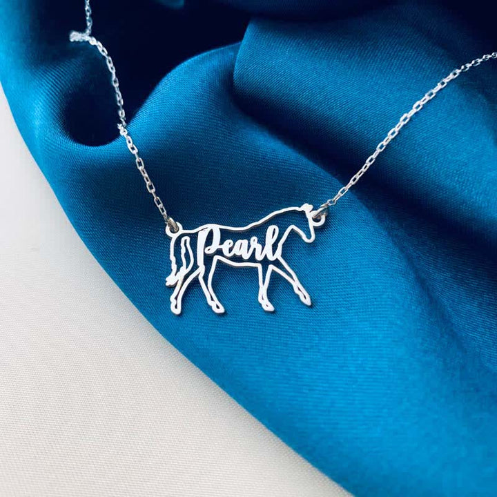 Collana con ciondolo per amante dei cavalli con nome personalizzato - Argento - image 6