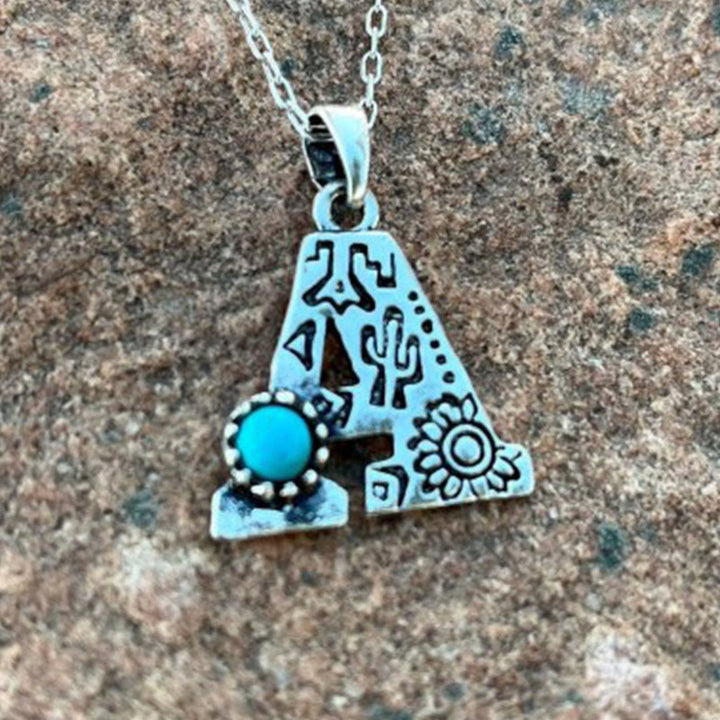 Collana unisex in metallo con lettera turchese retrò - UN - image 3