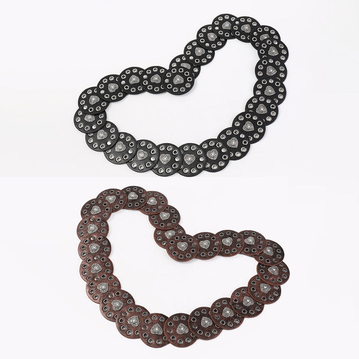 Cintura da donna in pelle rotonda e cava, squisita, nera e marrone rossiccio - image 6