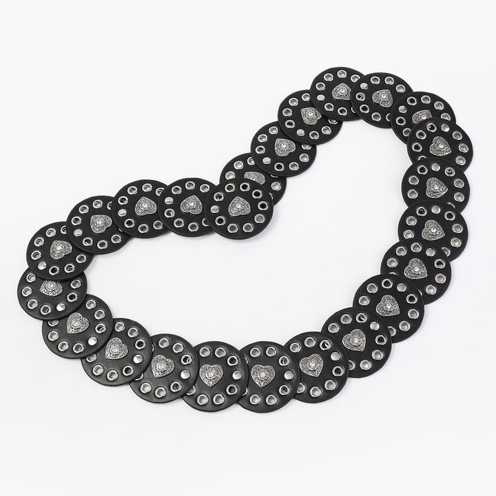 Cintura da donna in pelle rotonda e cava, squisita, nera e marrone rossiccio - image 3