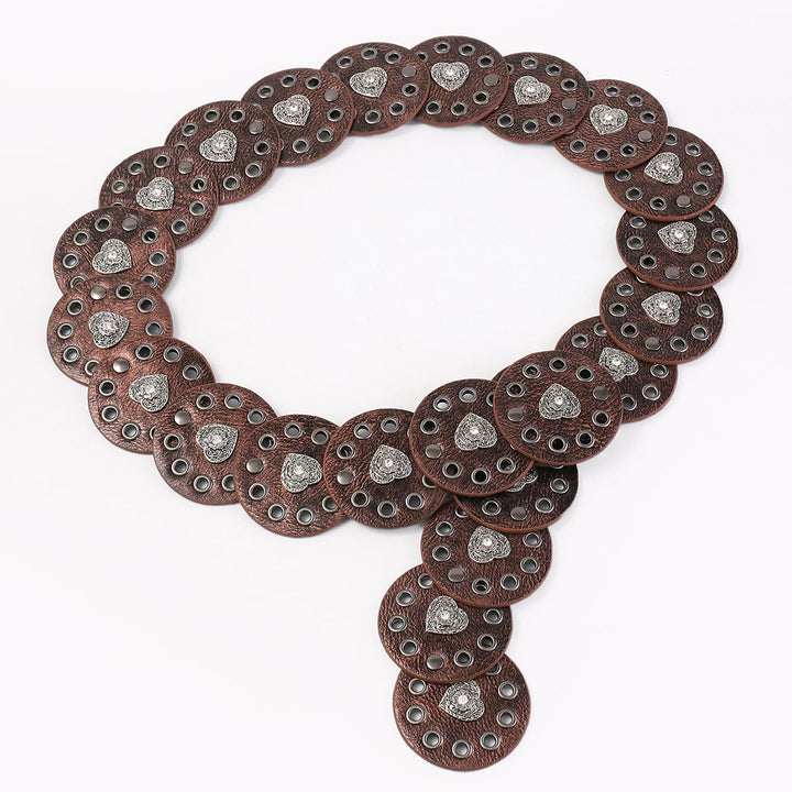 Cintura da donna in pelle rotonda e cava, squisita, nera e marrone rossiccio - image 9