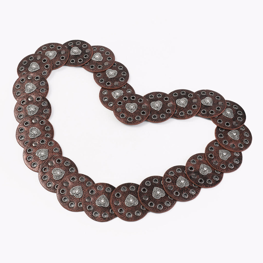 Cintura da donna in pelle rotonda e cava, squisita, nera e marrone rossiccio - image 3
