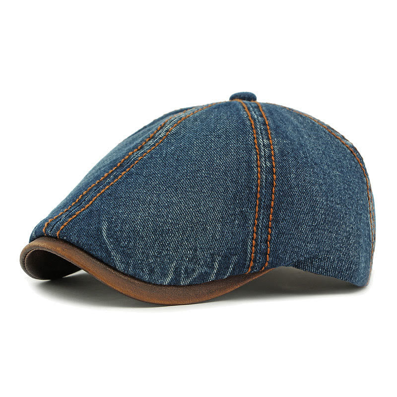 Cappello basco unisex in denim lavato retrò britannico - Blu scuro - Adjustable (21 5/8"-23 1/4") - image 1