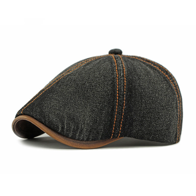 Cappello basco unisex in denim lavato retrò britannico - Nero - Adjustable (21 5/8"-23 1/4") - image 4