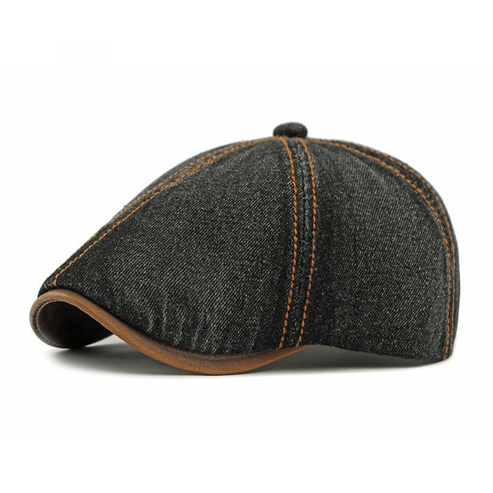 Cappello basco unisex in denim lavato retrò britannico - Nero - Adjustable (21 5/8"-23 1/4") - image 4