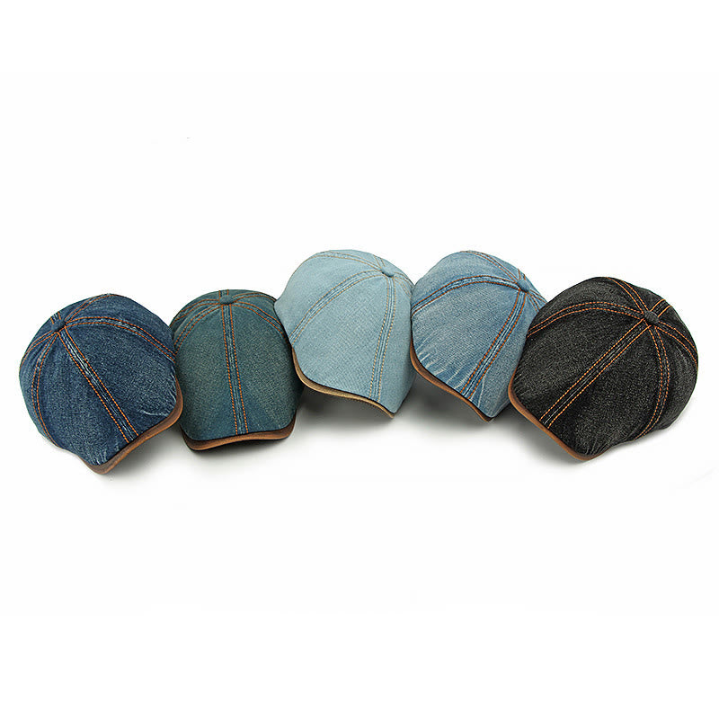 Cappello basco unisex in denim lavato retrò britannico - image 2
