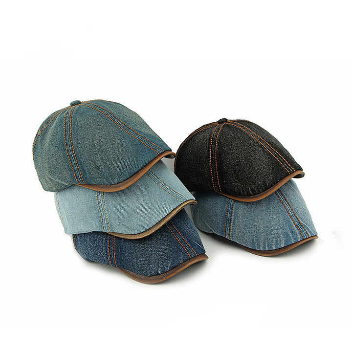 Cappello basco unisex in denim lavato retrò britannico - image 3