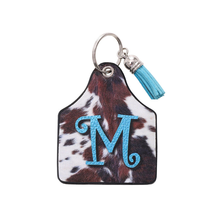 Portachiavi in pelle con motivo mucca da fattoria vintage western e stampa di lettere - M - image 12