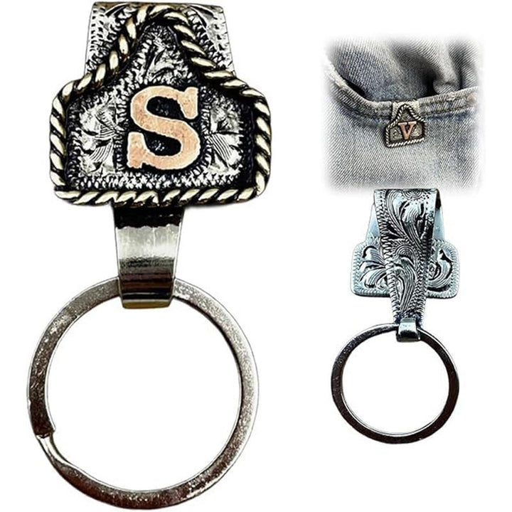 Portachiavi in metallo con lettera retrò in stile cowboy western - image 21