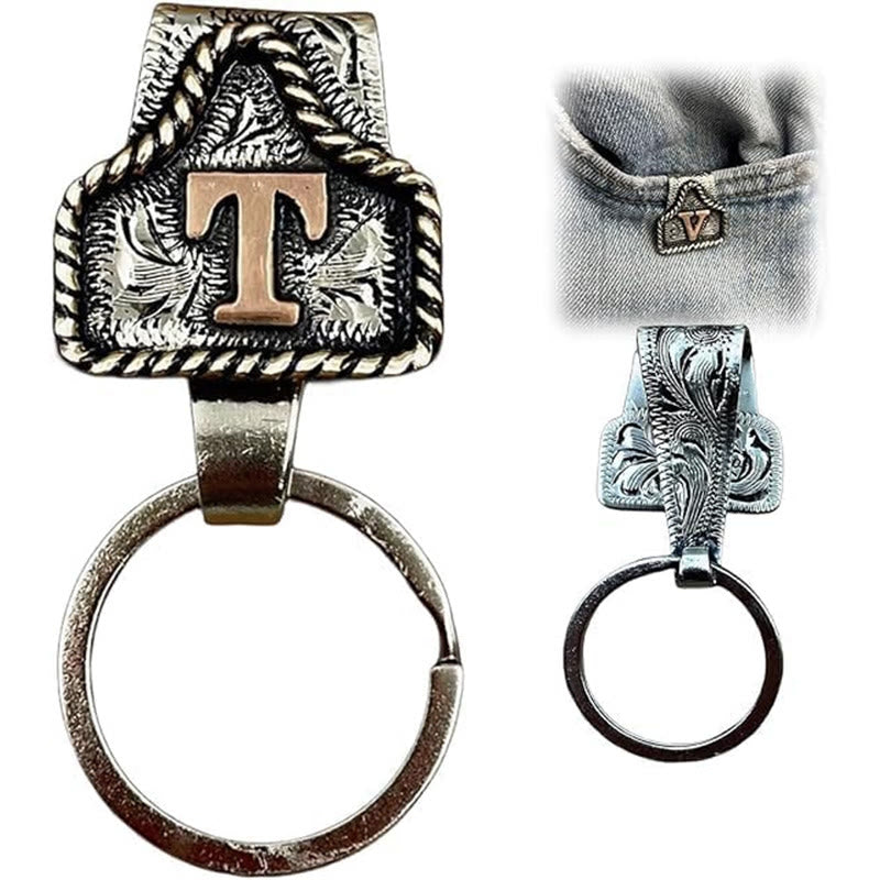 Portachiavi in metallo con lettera retrò in stile cowboy western - image 22