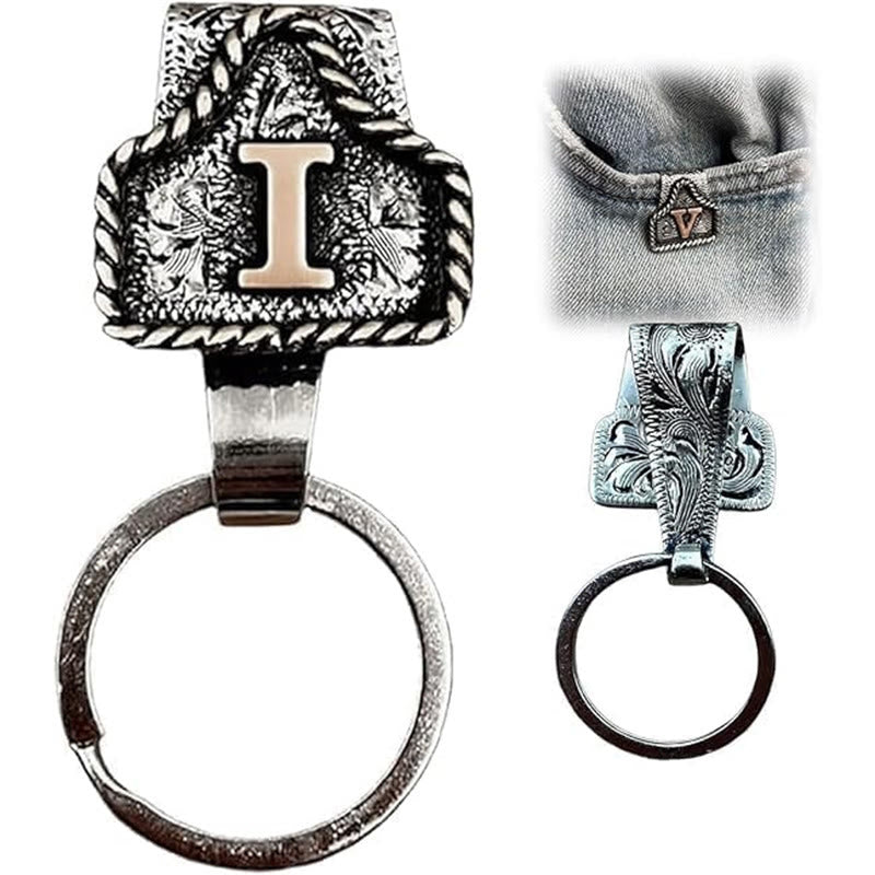 Portachiavi in metallo con lettera retrò in stile cowboy western - image 12