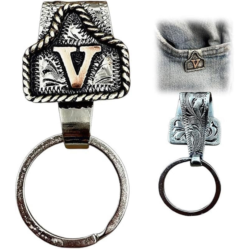 Portachiavi in metallo con lettera retrò in stile cowboy western - image 24
