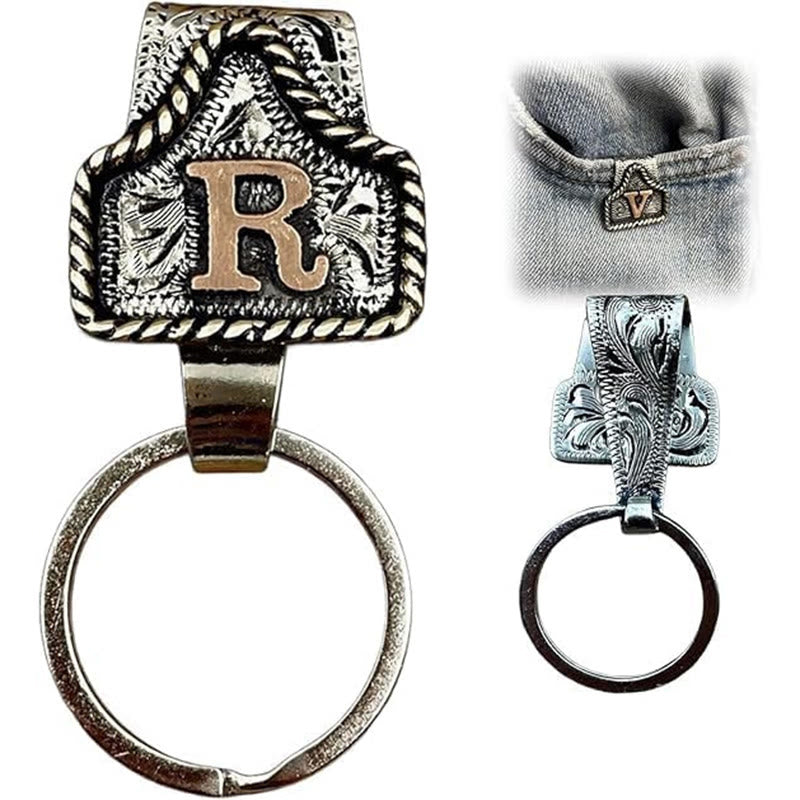 Portachiavi in metallo con lettera retrò in stile cowboy western - image 20