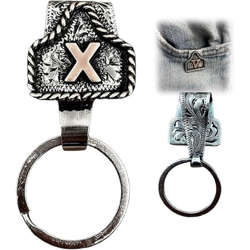 Portachiavi in metallo con lettera retrò in stile cowboy western - image 26