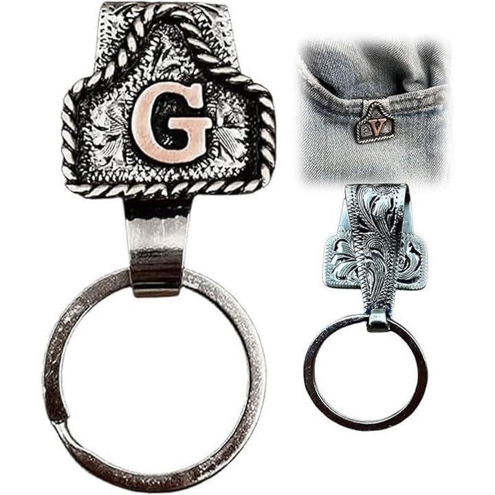 Portachiavi in metallo con lettera retrò in stile cowboy western - image 10