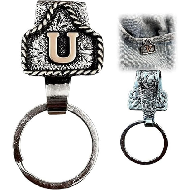 Portachiavi in metallo con lettera retrò in stile cowboy western - image 23