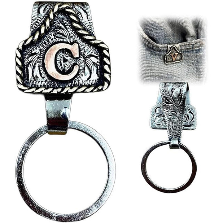 Portachiavi in metallo con lettera retrò in stile cowboy western - image 6