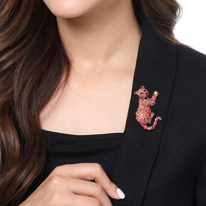 Spilla da uomo con grande tigre maestosa e strass scintillanti di lusso - image 17