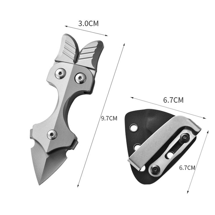 Coltello multifunzionale portatile per autodifesa EDC in lega di titanio - Sabbiatura (con fodero) - image 10