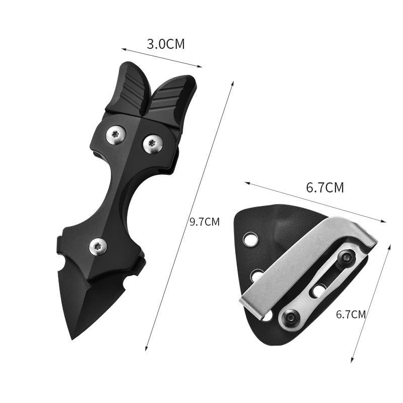 Coltello multifunzionale portatile per autodifesa EDC in lega di titanio - Nero (con fodero) - image 8