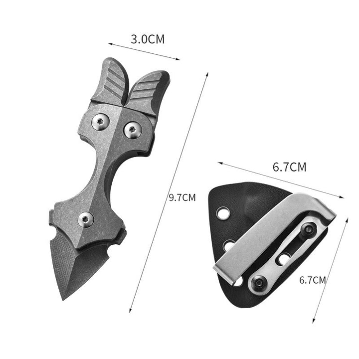 Coltello multifunzionale portatile per autodifesa EDC in lega di titanio - Stone Wash (con fodero) - image 8