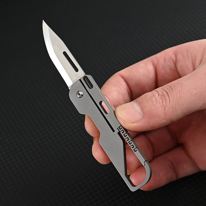 Coltello pieghevole multifunzionale in lega di titanio EDC-Tool portachiavi - Argento - image 3