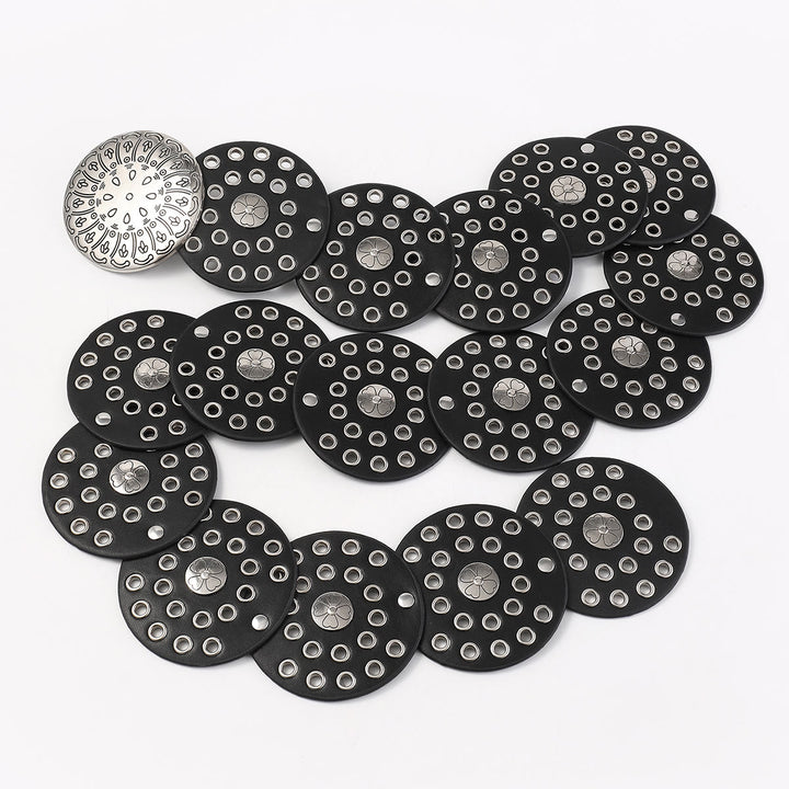 Cintura da donna in pelle con disco in argento cavo in stile western - image 5