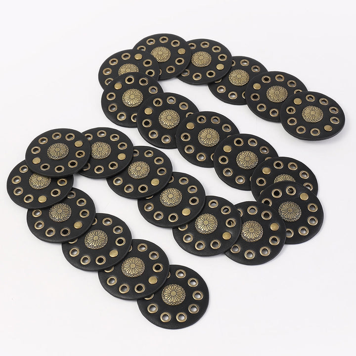 Cintura da donna in pelle nera circolare retrò cava - image 3