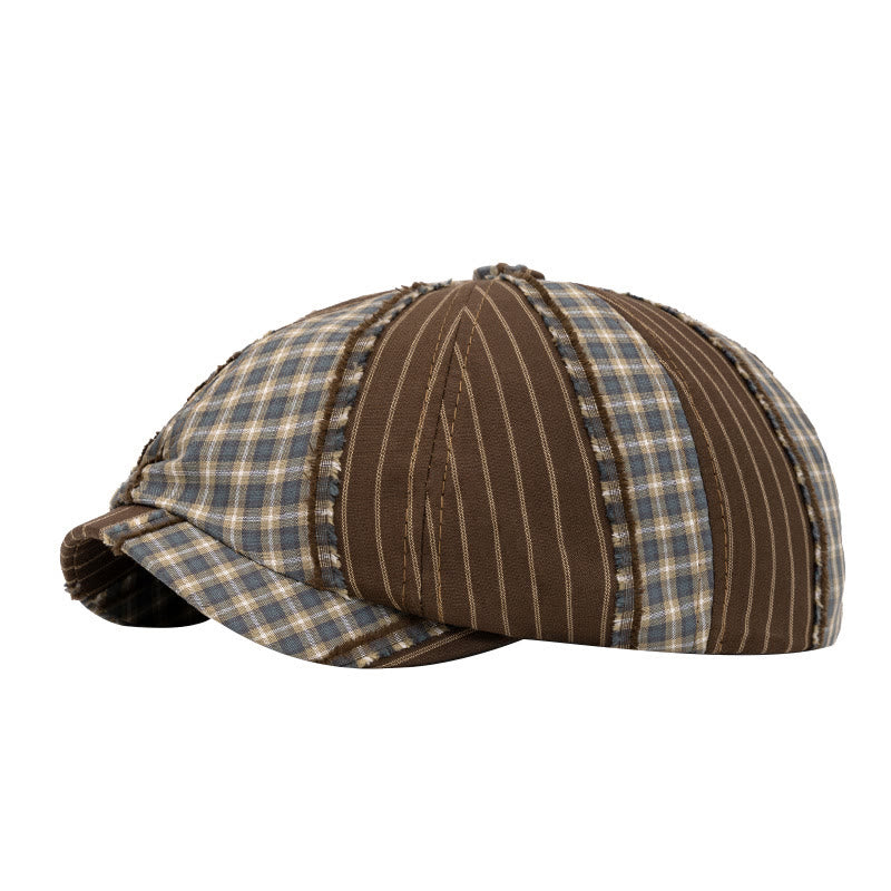 Berretto retrò alla moda con blocchi di colore, adatto per la primavera e l'estate - Caffè - Regolabile (22 1/2"-24") - image 1