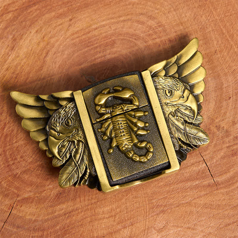 Cintura da uomo fai da te in bronzo con aquila e scoiattolo, in pelle, con accendino nascosto - image 4
