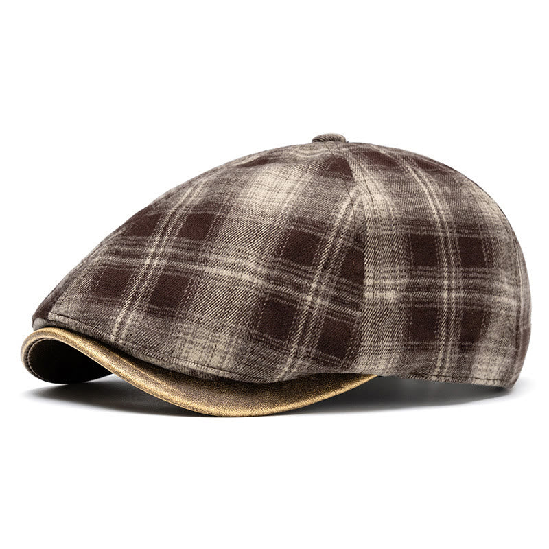 Berretto a quadri versatile, retrò e artistico, autunno e inverno - Caffè - Regolabile (22 1/2"-24") - image 1
